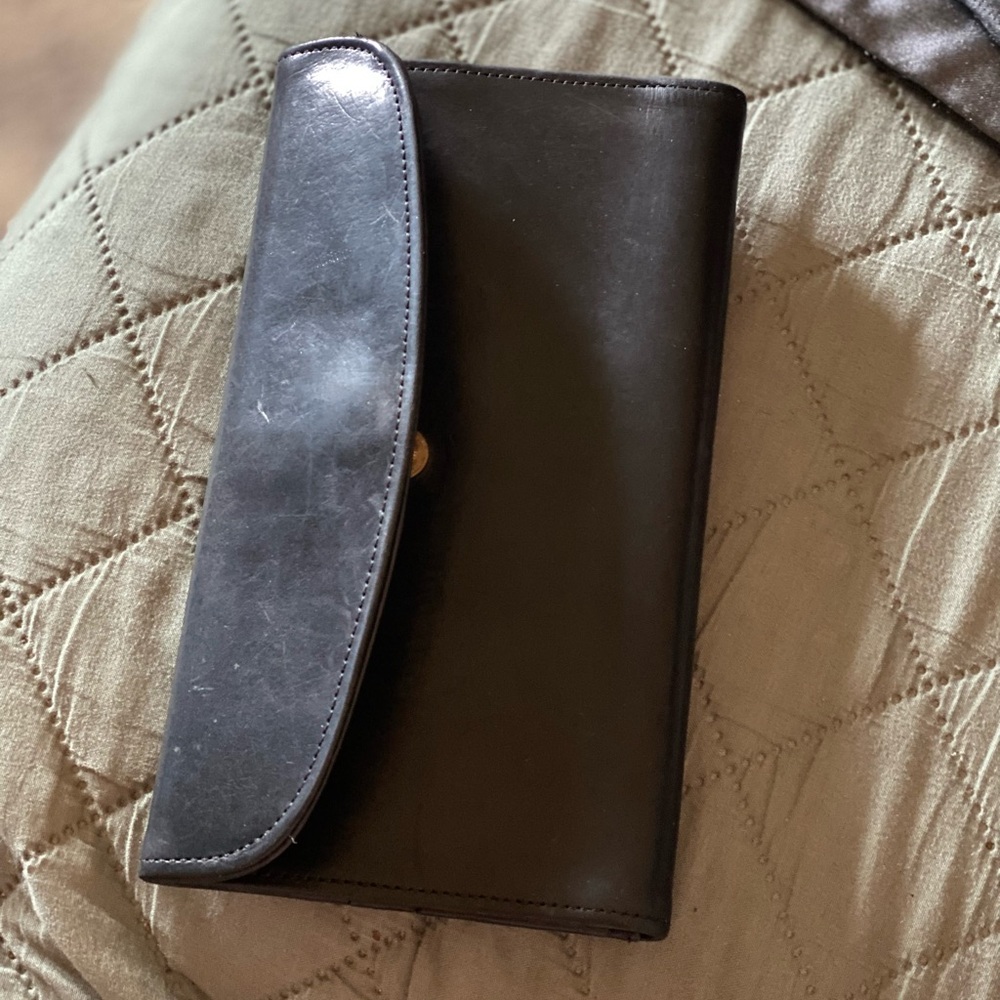 Coach Vintage 90's Water Buffalo Hide Leather Long Credit Card ID Wallet Black